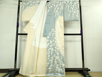 平和屋本店●極上　訪問着　総手刺繍　枝垂れ桜　暈し染め　金糸　逸品　DZAA9851kh5