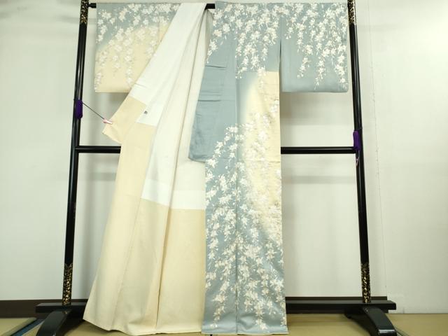 平和屋本店●極上　訪問着　総手刺繍　枝垂れ桜　暈し染め　金糸　逸品　DZAA9851kh5