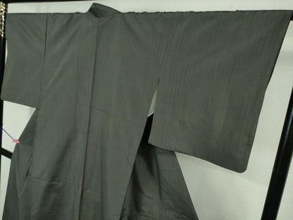 平和屋本店●希少　室町加納　士乎路紬　色無地　藍墨茶色　反端付き　逸品　DZAA9855kh6