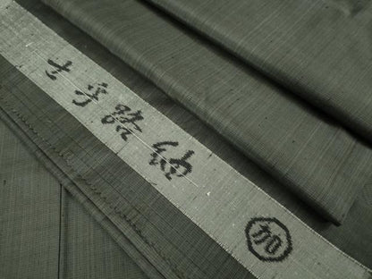 平和屋本店●希少　室町加納　士乎路紬　色無地　藍墨茶色　反端付き　逸品　DZAA9855kh6
