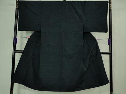 平和屋着物●極上　男性　紬　アンサンブル　色無地　濃藍色　逸品　DZAA9860kh5