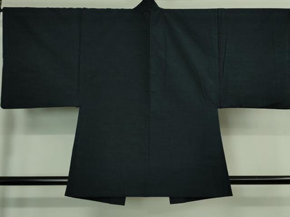 平和屋着物●極上　男性　紬　アンサンブル　色無地　濃藍色　逸品　DZAA9860kh5