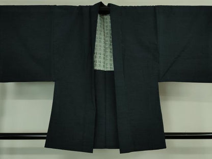平和屋着物●極上　男性　紬　アンサンブル　色無地　濃藍色　逸品　DZAA9860kh5