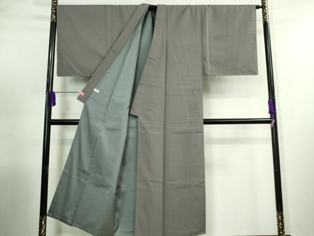 平和屋本店■極上　男性　お召　アンサンブル　長羽織・長襦袢(袷)セット　色無地　源治鼠色　逸品　未使用　DZAA9862kh5