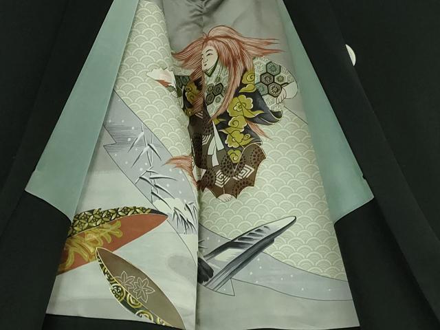 平和屋本店■極上　男性　黒紋付　長羽織・行灯袴セット　逸品　DZAA9875kh5