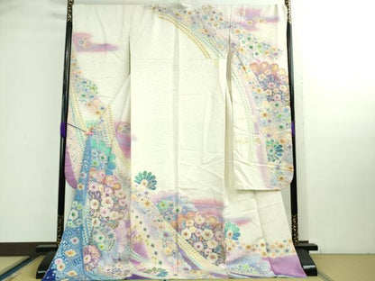平和屋本店■極上　振袖　辻が花　暈し染め　金銀彩　逸品　DZAA9887kh5