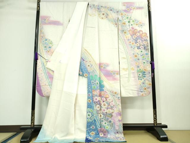 平和屋本店■極上　振袖　辻が花　暈し染め　金銀彩　逸品　DZAA9887kh5