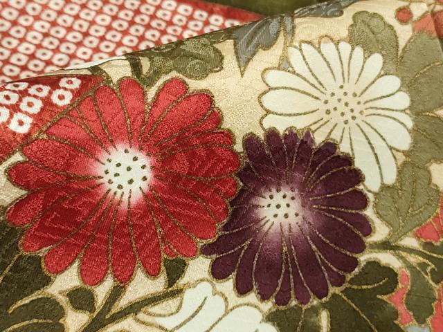 平和屋本店■極上　皇室献上作家　藤井寛　振袖　山路霞に百花の図　金彩　色紙付き　逸品　DZAA9890kh5