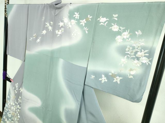 平和屋本店■極上　訪問着　紫翠刺繍　総刺繍　作家物　舞花文　暈し染め　金糸　逸品　DZAA9891kh5