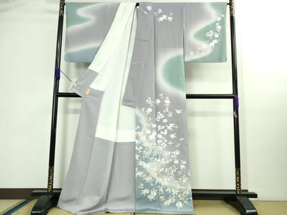 平和屋本店■極上　訪問着　紫翠刺繍　総刺繍　作家物　舞花文　暈し染め　金糸　逸品　DZAA9891kh5