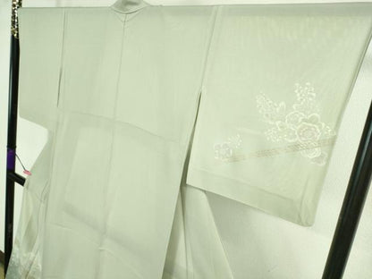 平和屋着物＊極上 夏物 訪問着 刺繍 絽 辻が花 柳鼠色地 暈し染め 金彩 逸品 DZAA9902kh5