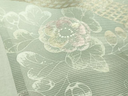 平和屋着物＊極上 夏物 訪問着 刺繍 絽 辻が花 柳鼠色地 暈し染め 金彩 逸品 DZAA9902kh5