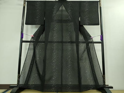 平和屋本店＊極上 夏物 本場大島紬 夏大島 丸文 黒地 逸品 DZAA9904kh5
