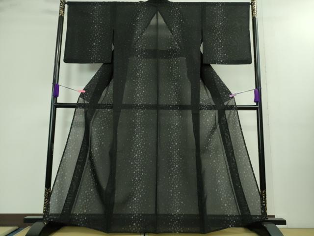 平和屋本店＊極上 夏物 本場大島紬 夏大島 丸文 黒地 逸品 DZAA9904kh5