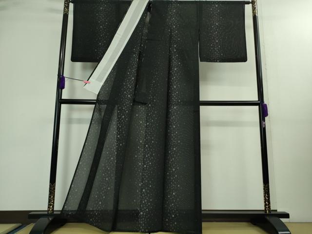 平和屋本店＊極上 夏物 本場大島紬 夏大島 丸文 黒地 逸品 DZAA9904kh5