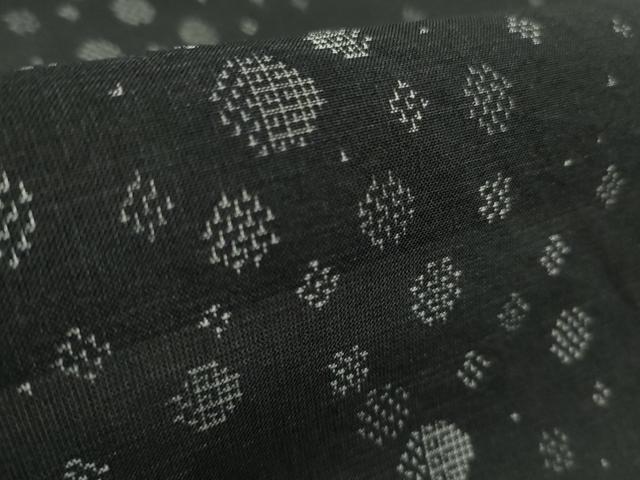 平和屋本店＊極上 夏物 本場大島紬 夏大島 丸文 黒地 逸品 DZAA9904kh5