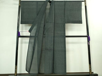 平和屋本店■極上　夏物　男性　白鷹お召　蚊絣　濃藍色地　逸品　未使用　DZAA9905kh5
