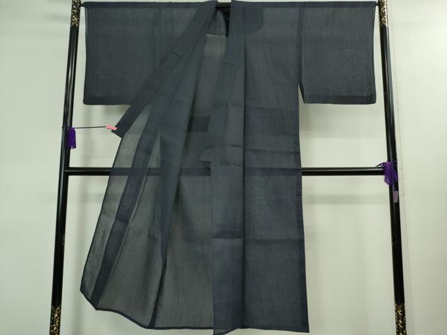 平和屋着物＊極上 夏物 男性 本場小千谷ちぢみ 麻 色無地 濃藍色 逸品 DZAA9907kh5