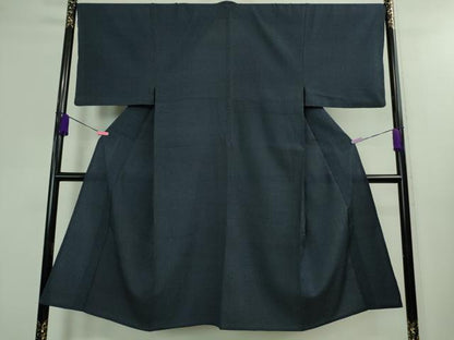平和屋着物▽極上 男性 本塩沢 単衣 110亀甲 濃紺地 逸品 DZAA9908kh5