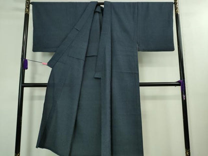 平和屋着物▽極上 男性 本塩沢 単衣 110亀甲 濃紺地 逸品 DZAA9908kh5