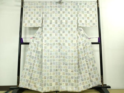 平和屋着物■極上　墨流しの第一人者　薗部正典　小紋　墨流し文様　色紙並べ　逸品　DZAA9915kh5