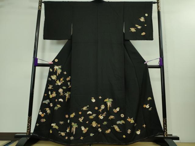 平和屋着物■極上　訪問着　宝尽くし　黒地　逸品　DZAA9921kh5