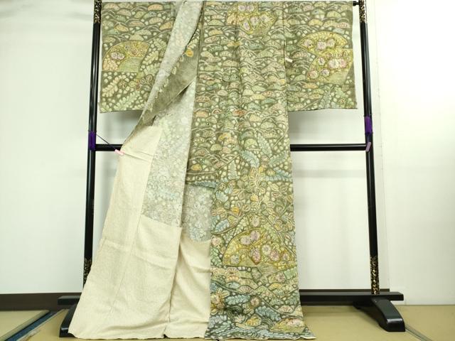 平和屋本店■極上　樋熊哲也　訪問着　辻が花　絞り　手描き　訪問着　金通し地　上代195万円　仮絵羽　逸品　未使用　DZAA9927kh5