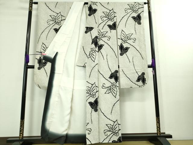 平和屋本店■極上　本疋田絞り　振袖　舞蝶文　黒×白　逸品　DZAA9930kh5
