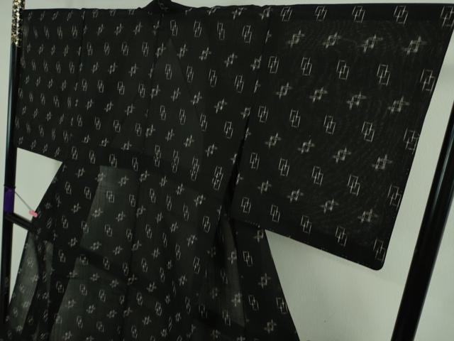 平和屋着物＊極上 夏物 紗紬 絣柄 黒地 逸品 未使用 DZAA9944kh5