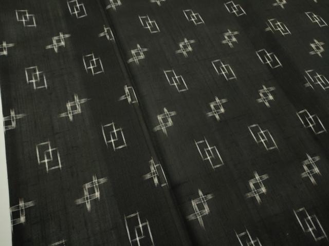 平和屋着物＊極上 夏物 紗紬 絣柄 黒地 逸品 未使用 DZAA9944kh5
