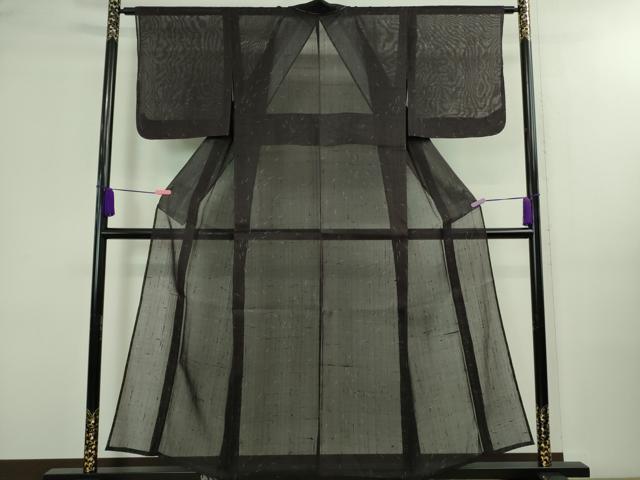 平和屋着物＊極上 夏物 絹芭蕉 紗紬 メダカ 紫黒色地 逸品 未使用 DZAA9946kh5