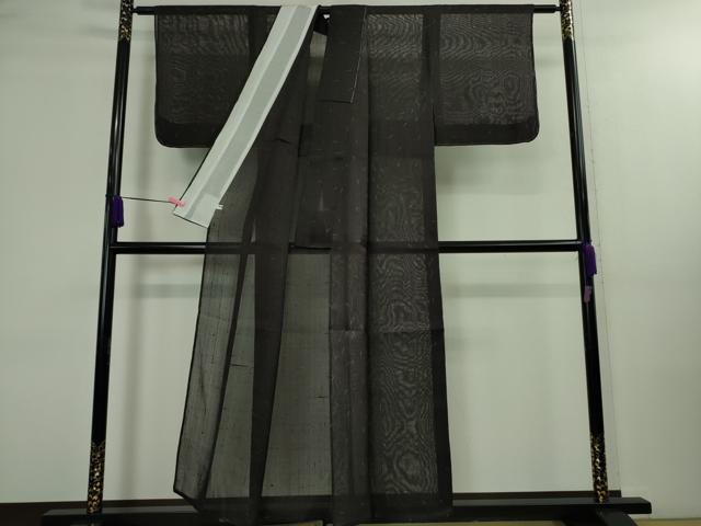 平和屋着物＊極上 夏物 絹芭蕉 紗紬 メダカ 紫黒色地 逸品 未使用 DZAA9946kh5