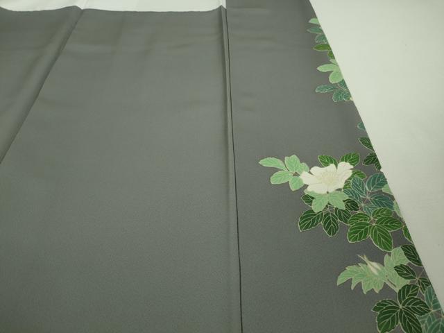 平和屋本店■極上　名門染元　秀美　十日町友禅　訪問着　草花文　藍鉄色地　暈し染め　逸品　未使用　DZAA9957kh5