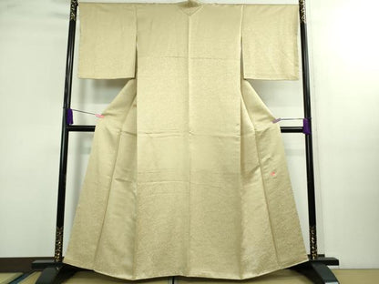 平和屋着物●極上 二代目 久保田一竹 幻の辻が花 色無地 草花地紋 砂色 金通し地 逸品 DZAA9958kh5
