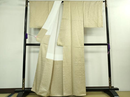 平和屋着物●極上 二代目 久保田一竹 幻の辻が花 色無地 草花地紋 砂色 金通し地 逸品 DZAA9958kh5
