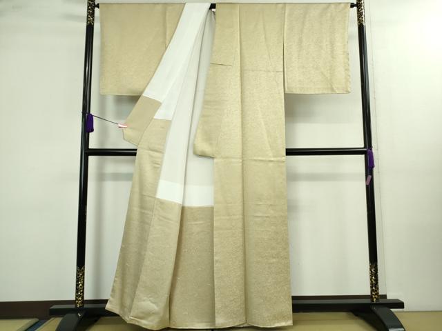平和屋着物●極上 二代目 久保田一竹 幻の辻が花 色無地 草花地紋 砂色 金通し地 逸品 DZAA9958kh5