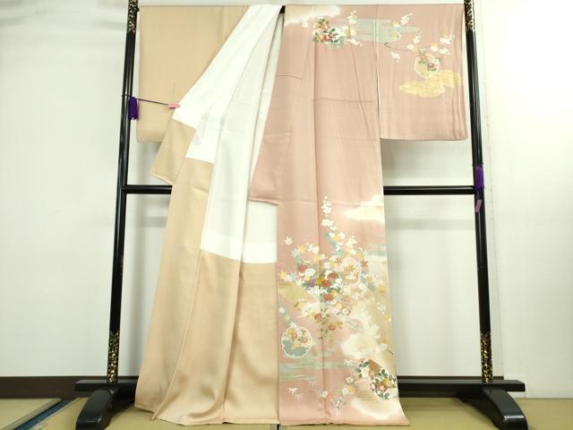 平和屋本店■極上　創業460年・千總　訪問着　駒刺繍　雪輪吉祥花文　暈し染め　金彩　逸品　DZAA9961kh5