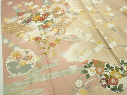 平和屋本店■極上　創業460年・千總　訪問着　駒刺繍　雪輪吉祥花文　暈し染め　金彩　逸品　DZAA9961kh5