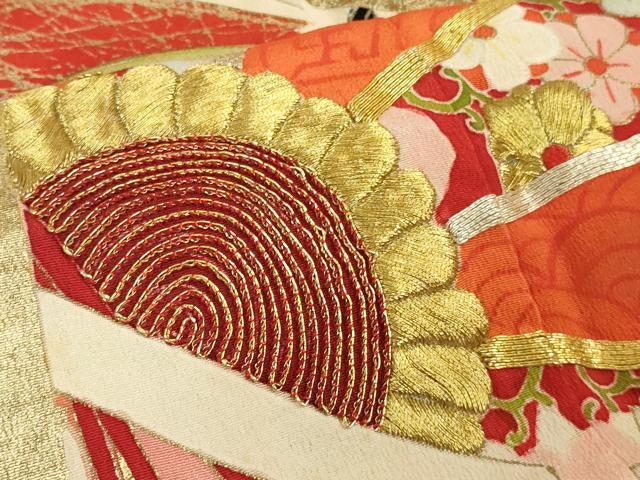 平和屋本店●極上　アンティーク　大正ロマン　振袖　駒刺繍　几帳吉祥花文　金彩　逸品　DZAA9973kh5
