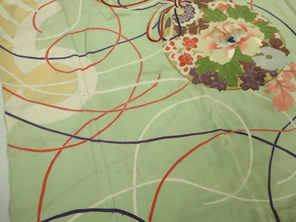 平和屋着物■極上　アンティーク　大正ロマン　七五三　女の子　7歳　祝着　刺繍　花薬玉　逸品　DZAA9980kh5