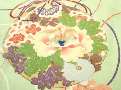 平和屋着物■極上　アンティーク　大正ロマン　七五三　女の子　7歳　祝着　刺繍　花薬玉　逸品　DZAA9980kh5