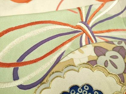 平和屋着物■極上　アンティーク　大正ロマン　七五三　女の子　7歳　祝着　刺繍　花薬玉　逸品　DZAA9980kh5