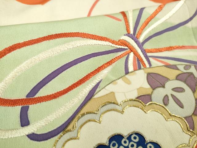 平和屋着物■極上　アンティーク　大正ロマン　七五三　女の子　7歳　祝着　刺繍　花薬玉　逸品　DZAA9980kh5