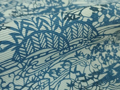 平和屋着物＊極上 夏物 本藍 型絵染 小紋 絽 風景花文 逸品 DZAA9985kh5
