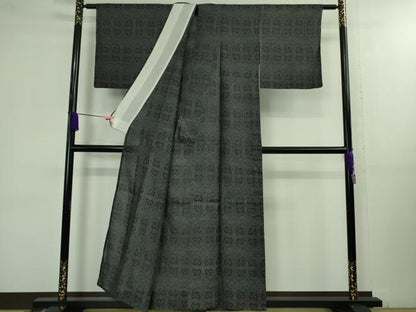 平和屋着物＊極上 夏物 石川県指定無形文化財 能登上布 本麻手織上布 亀甲繋ぎ 藍墨茶色地 逸品 DZAA9986kh5