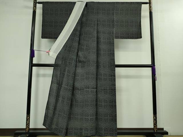 平和屋着物＊極上 夏物 石川県指定無形文化財 能登上布 本麻手織上布 亀甲繋ぎ 藍墨茶色地 逸品 DZAA9986kh5