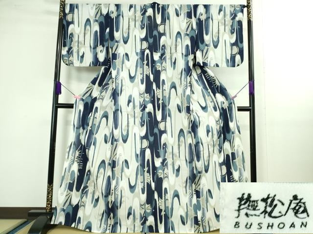平和屋着物∴極上 夏物 撫松庵 小紋・浴衣兼用 セオアルファ 貝殻 洗える着物 逸品 DZAA9988kh5