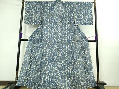 平和屋着物∴極上 夏物 小紋・浴衣兼用 綿紅梅 流水菊花文 逸品 DZAA9990kh5