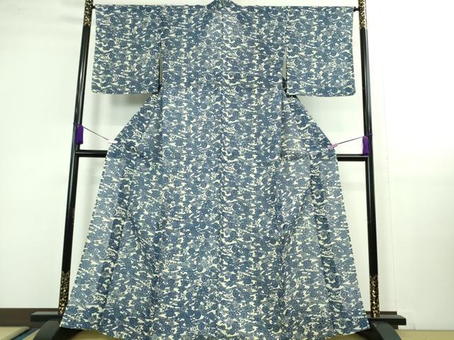 平和屋着物∴極上 夏物 小紋・浴衣兼用 綿紅梅 流水菊花文 逸品 DZAA9990kh5