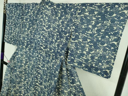 平和屋着物∴極上 夏物 小紋・浴衣兼用 綿紅梅 流水菊花文 逸品 DZAA9990kh5